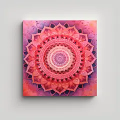 GENERICO - Cuadro Mandala Plano Rosa Y Rojo Pastel 80x80 Cm