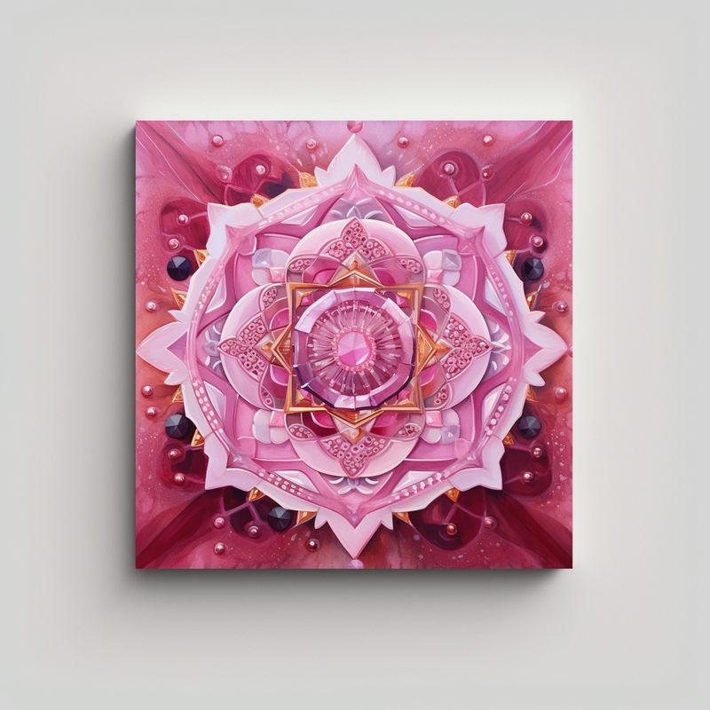 GENERICO - Cuadro Colores Mandala Rosa Cristal Impacto Visual 70x70 Cm