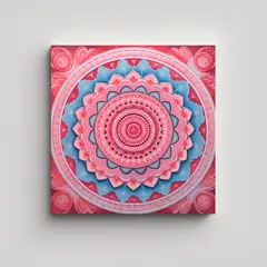 GENERICO - Pintura Decorativa Mandala Color Rosa Y Rojo 80x80 Cm