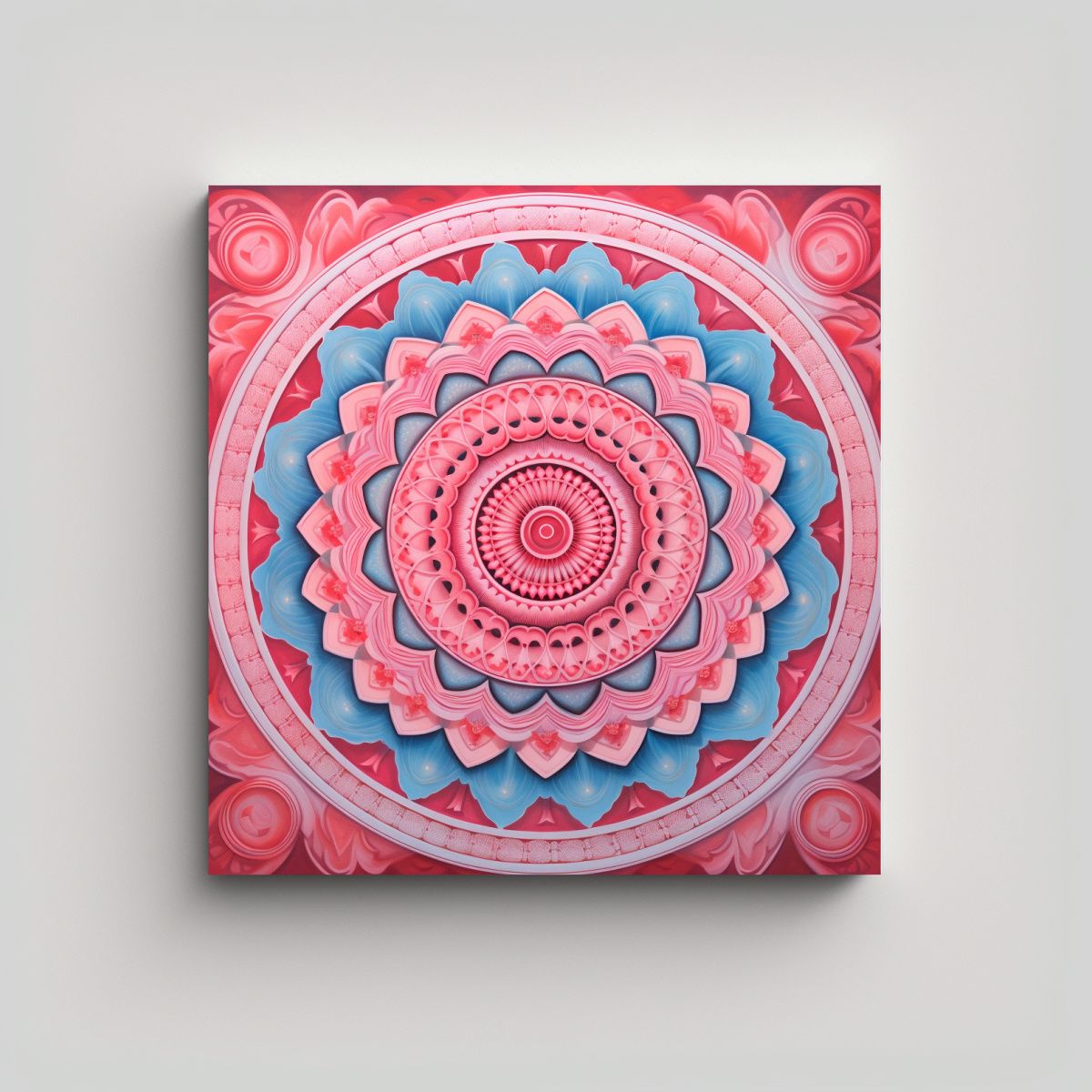 GENERICO - Pintura Decorativa Mandala Color Rosa Y Rojo 60x60 Cm