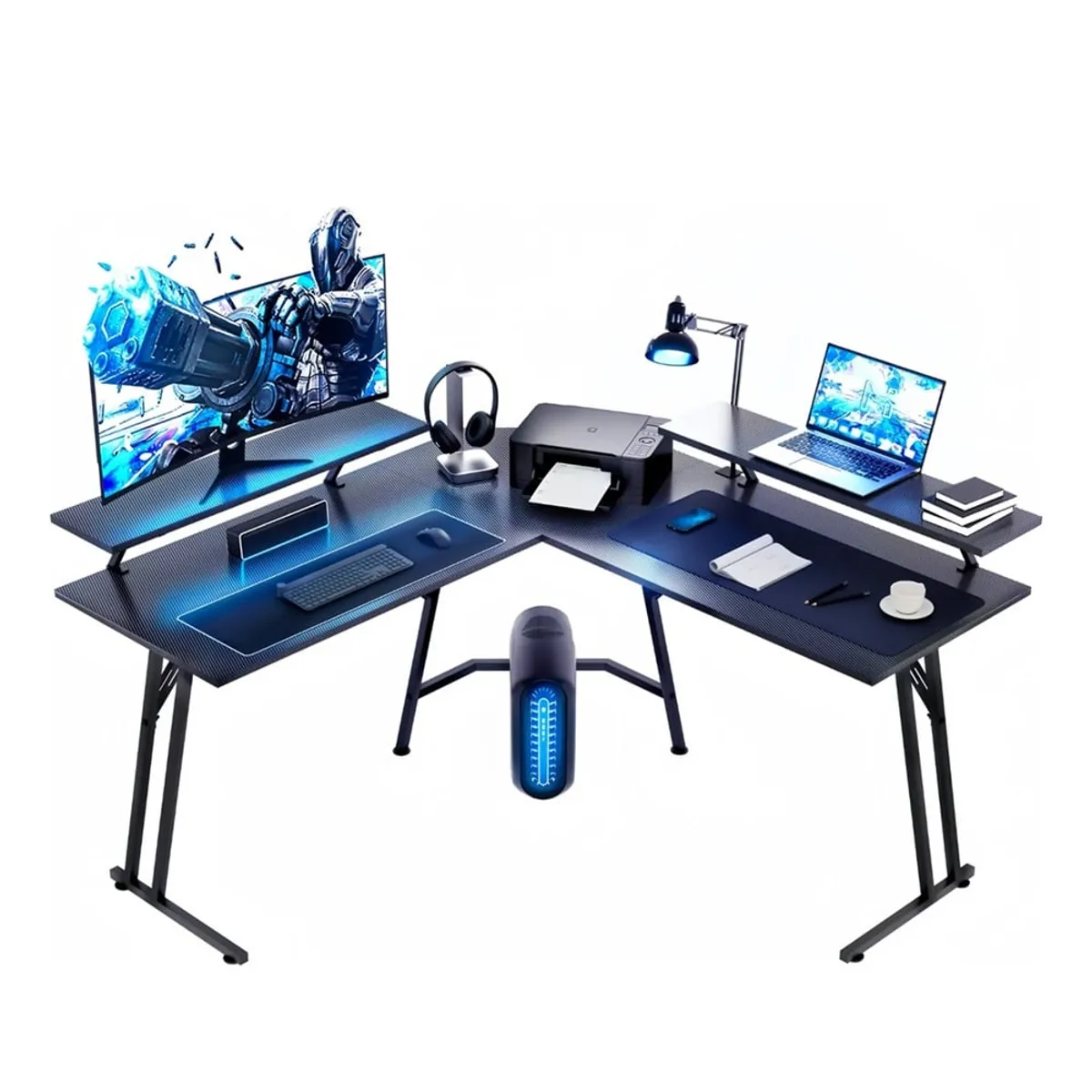 MUNDO MAGIA - Escritorio Esquinero En Forma L Con Estantes 120cm Gamer-