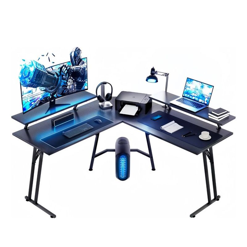 MUNDO MAGIA - Escritorio Esquinero En Forma L Con Estantes 120cm Gamer-