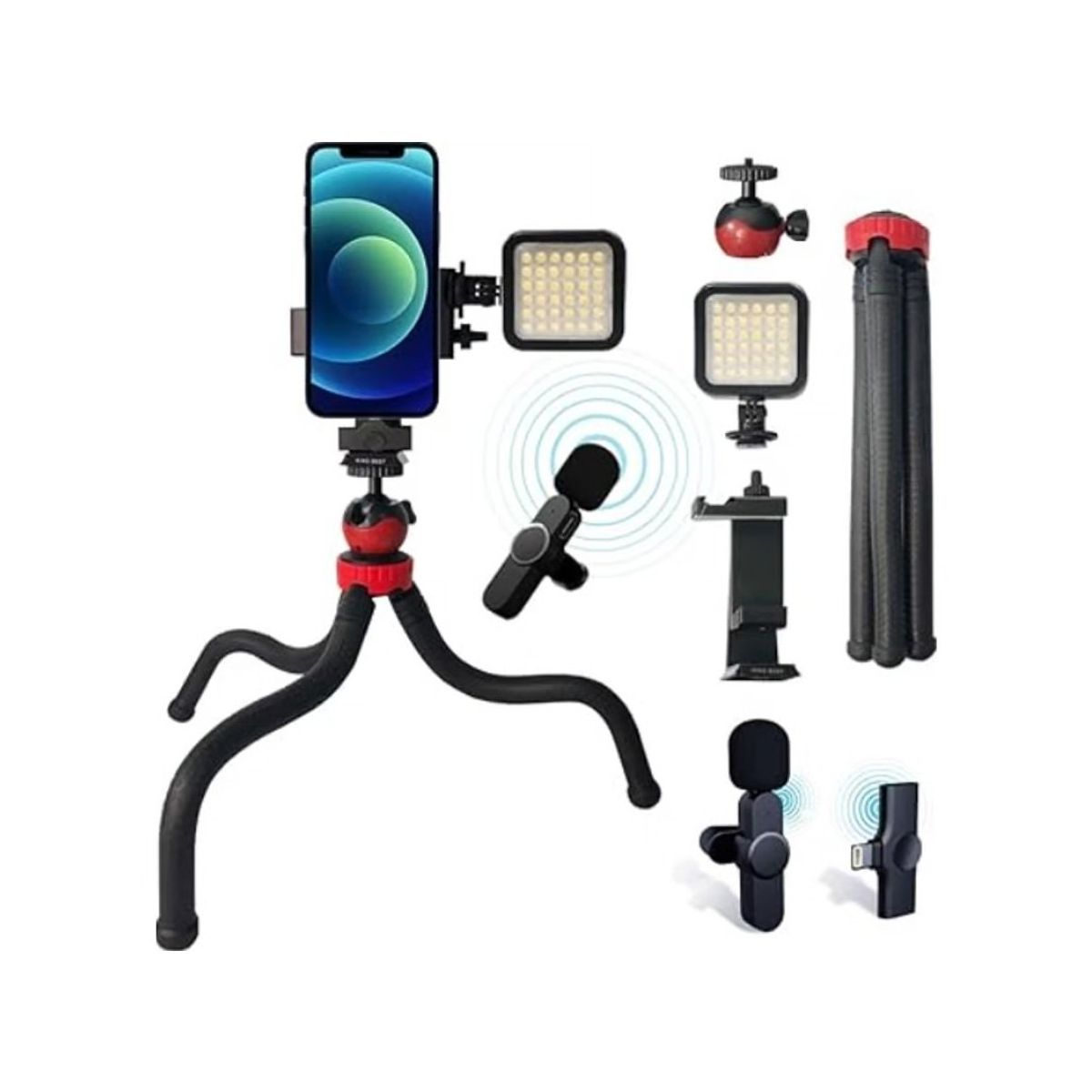 GENERICO - KIT GRABACION VIDEO CON LUZ Y MICROFONO