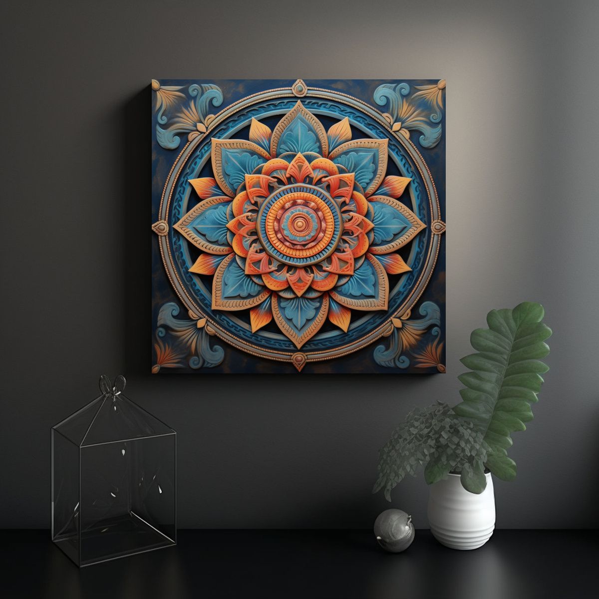 GENERICO - Pintura Decorativa Estilo Vintage Con Diseño De 70x70 Cm