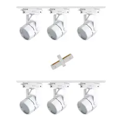 MEGABRIGHT - Lámpara 6 Focos Blancos Hexagonales Luz Neutra con 2 Riel de 1mt y Unión