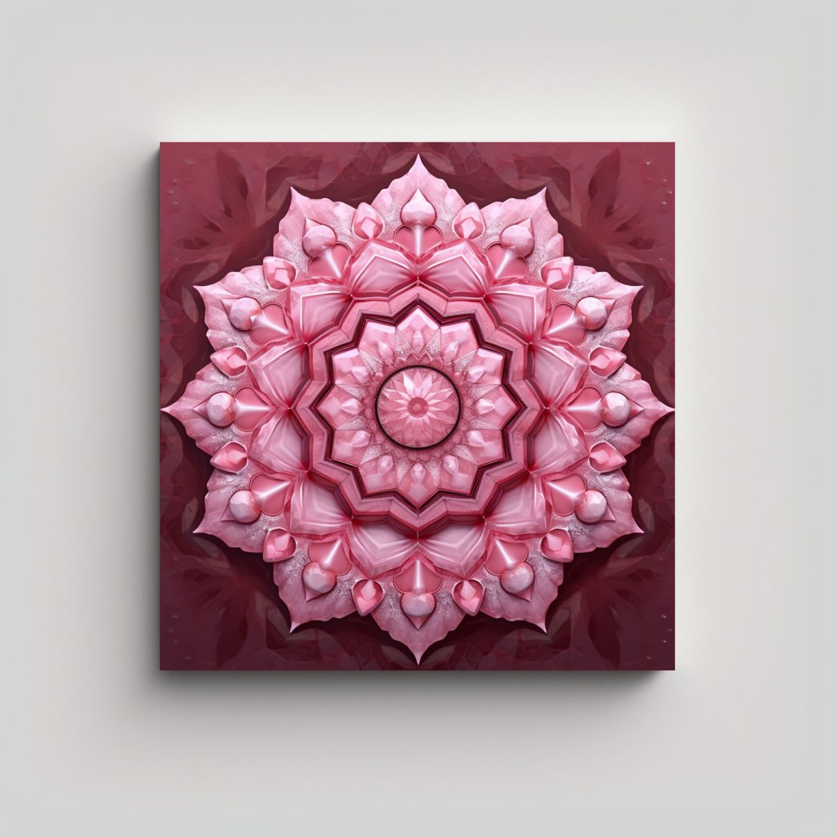 GENERICO - Cuadro Decorativo Mandala Rosa En Bastidor De 70x70 Cm