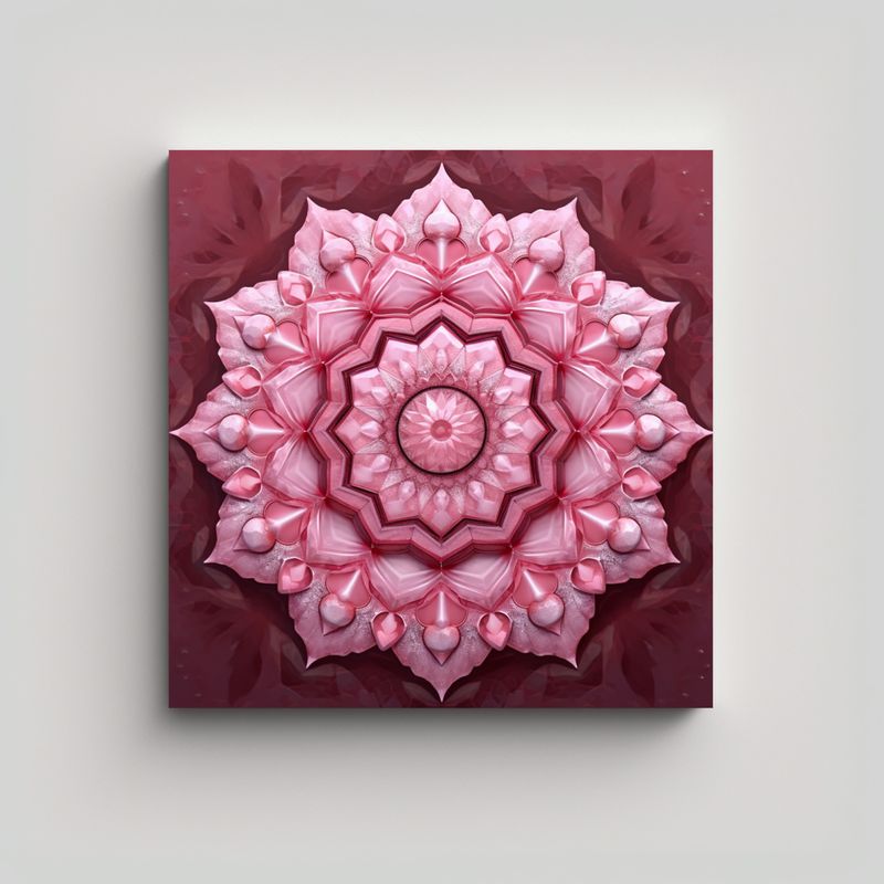 GENERICO - Cuadro Decorativo Mandala Rosa En Bastidor De 60x60 Cm