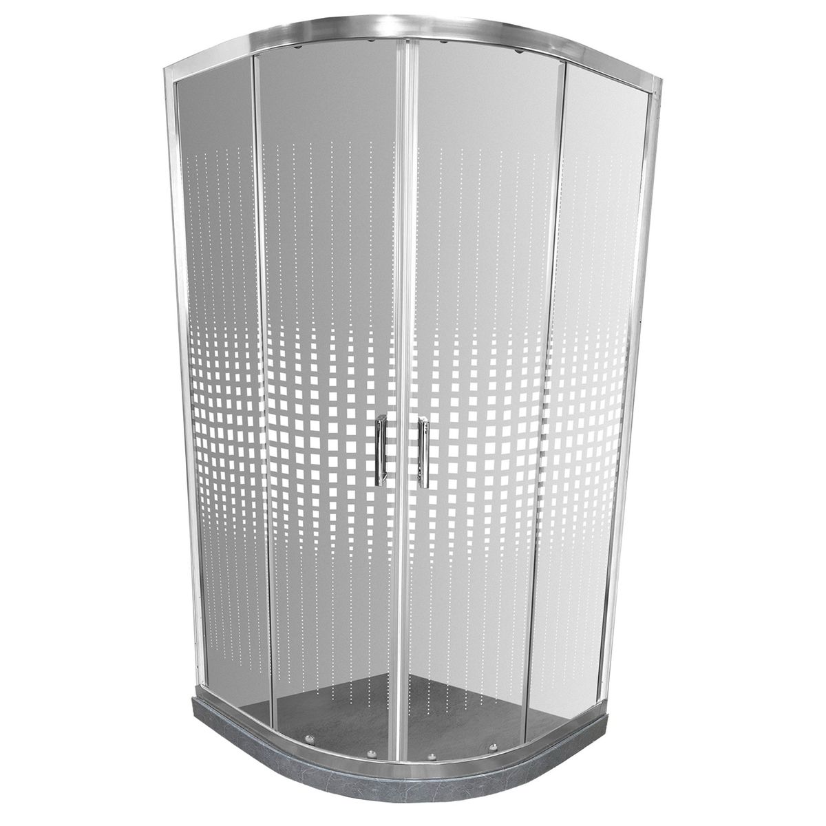 JOYTEK - Shower Curvo Barra a Piso Gris Mármol con Cuadros Mosaicos 90x90 cm