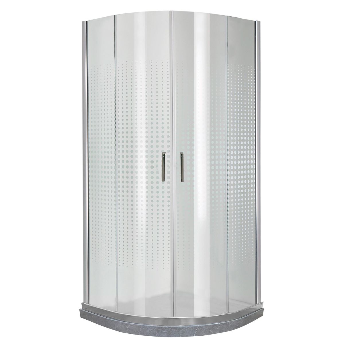 JOYTEK - Shower Curvo Barra a Piso Gris Mármol con Cuadros Mosaicos 90x90 cm