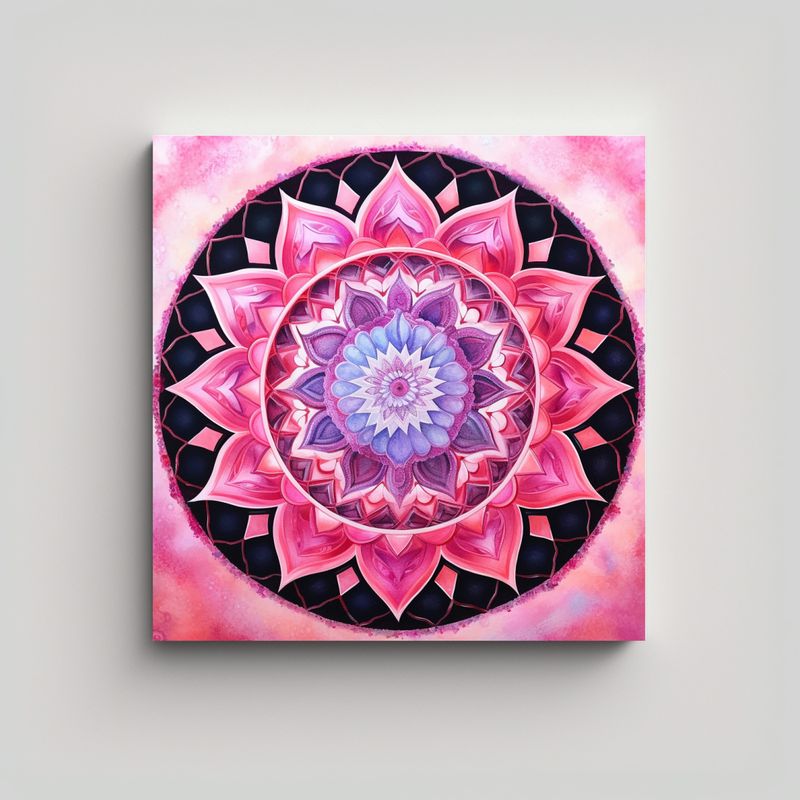 GENERICO - Cuadro Moderno Originalidad Mandala Rosa 80x80 Cm