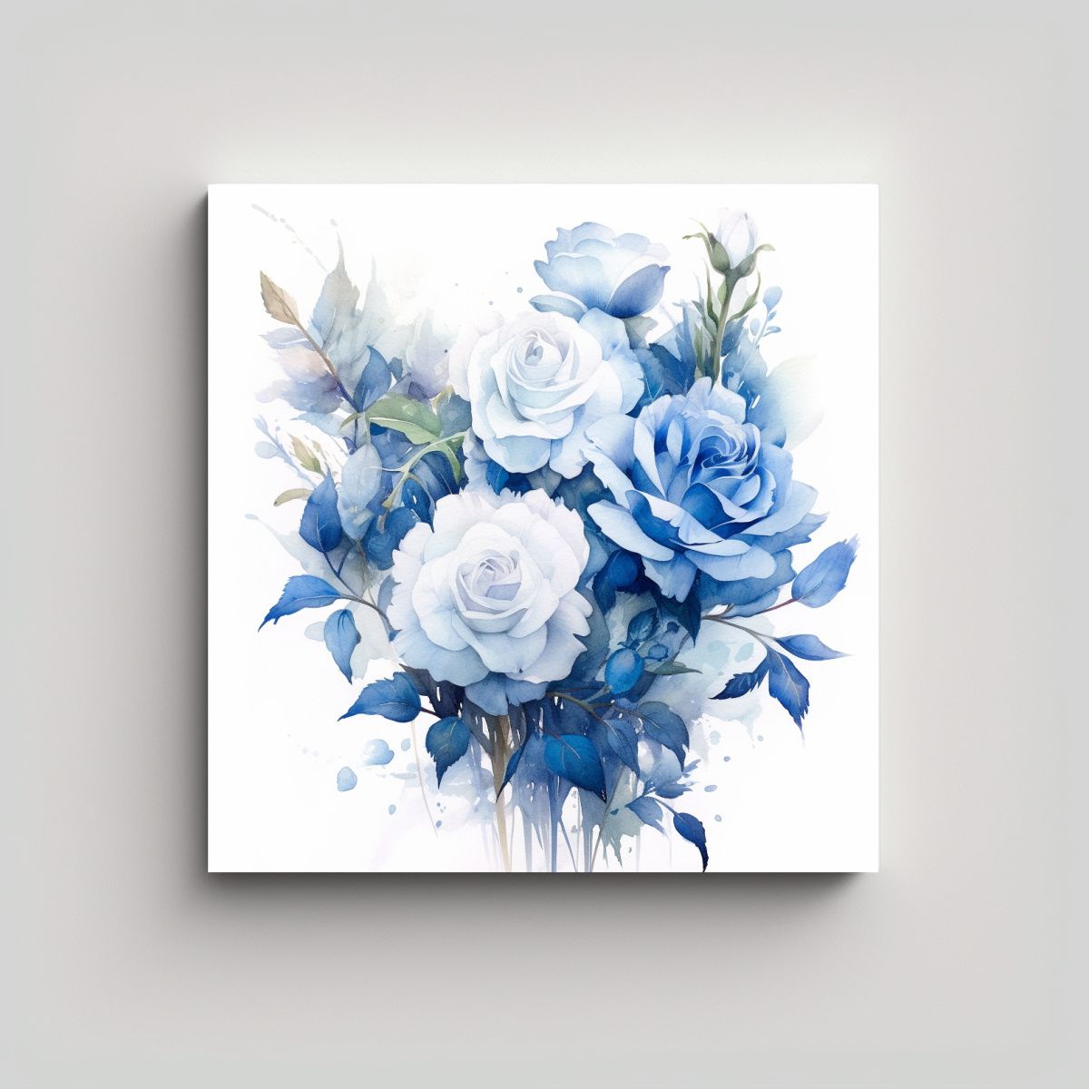 GENERICO - Cuadro Colores Culturar Ramo Rosas Azules Sobre 50x50 Cm