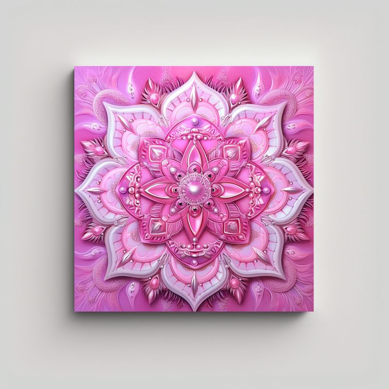 GENERICO - Cuadro Mandala Rosa Cristal Para Decoración Hogar 70x70 Cm