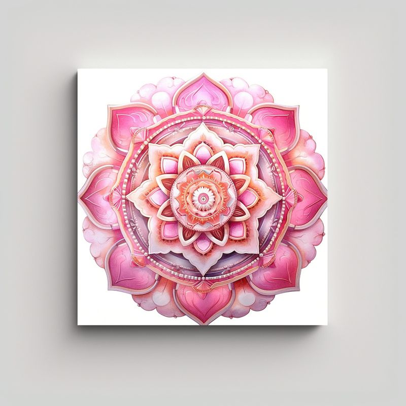 GENERICO - Cuadro Hermoso Mandala Rosa Cristal Impacto Visual 90x90 Cm