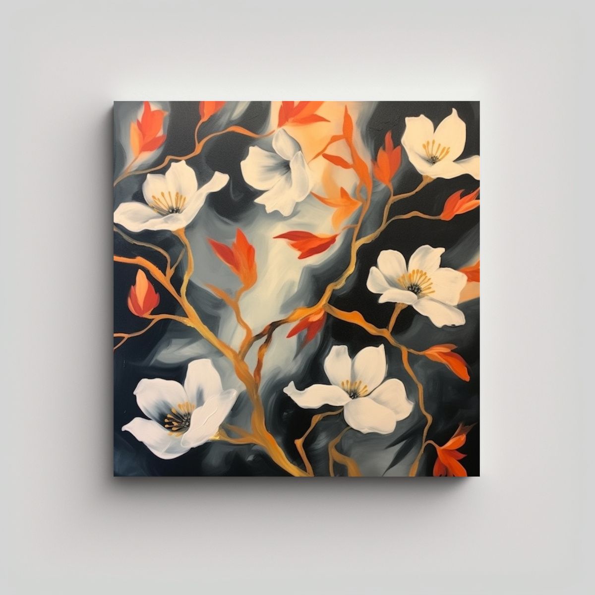 GENERICO - Cuadro Cuadrado Moderno Con Flores De Albaricoque 50x50 Cm
