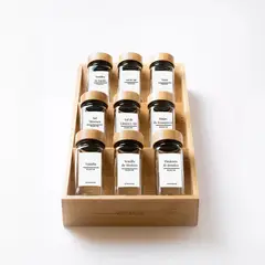 GENERICO - 9 Especieros Condimenteros Con Rack De Bambú Cocina Etiqueta Blanca