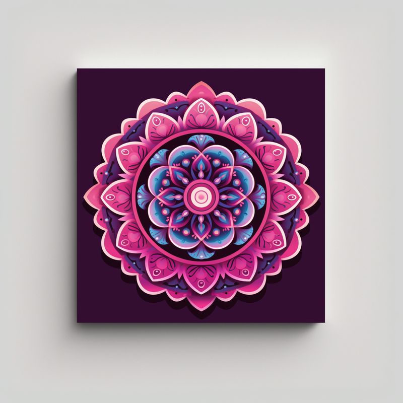 GENERICO - Cuadro Juvenil Con Mandala Plano En Color Rosa 50x50 Cm