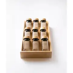 GENERICO - 9 Especieros Condimenteros Con Rack De Bambú Cocina Etiqueta Beige