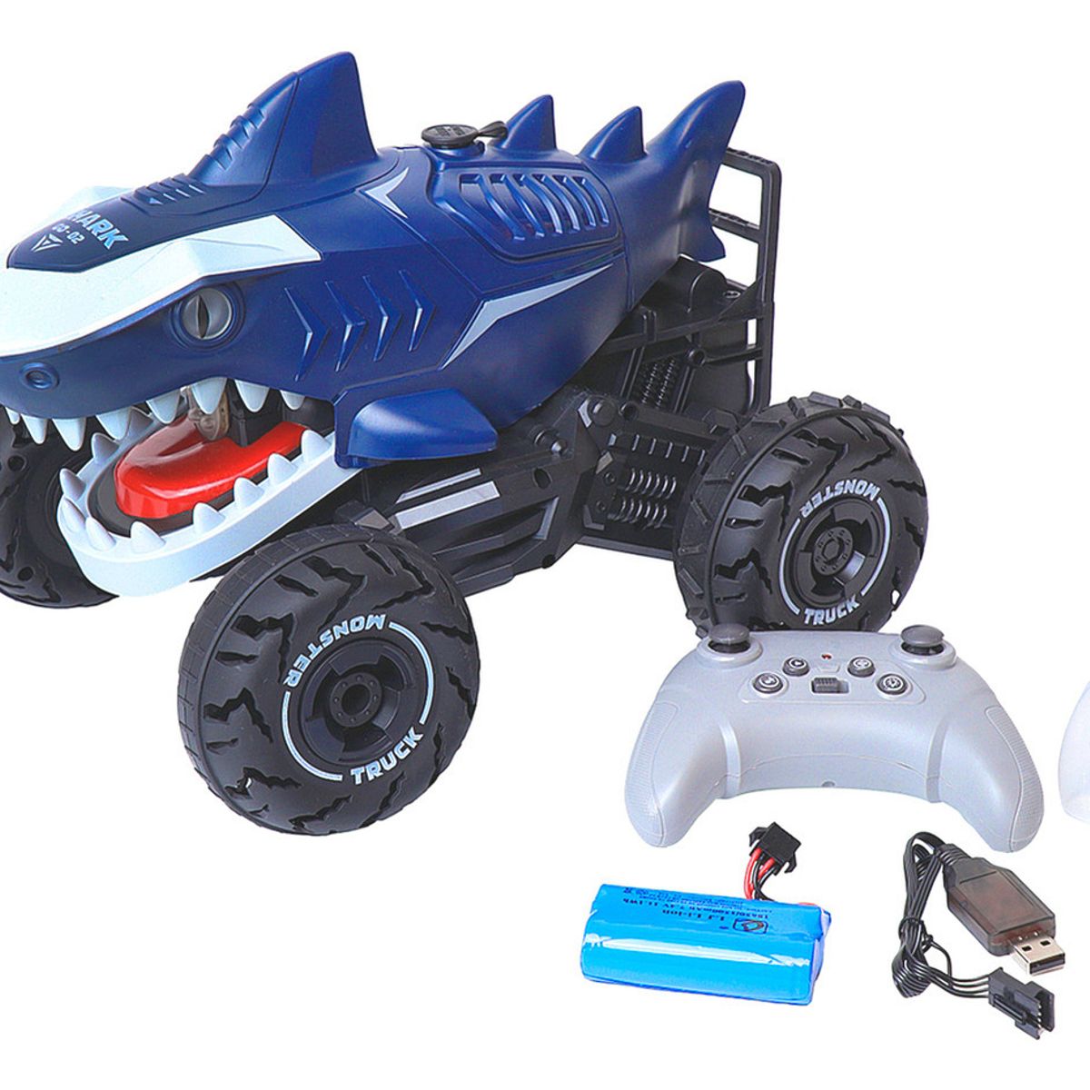 IPLAY - Auto Control Remoto Off Road Tiburon Robot Acrobatico Azul