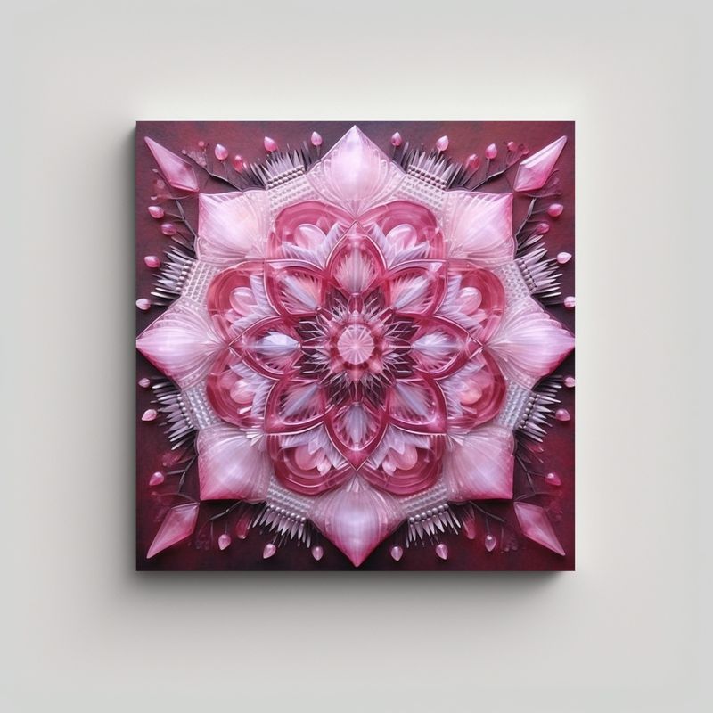 GENERICO - Cuadro Esquema Mandala Rosa Cristal Inspirador 60x60 Cm
