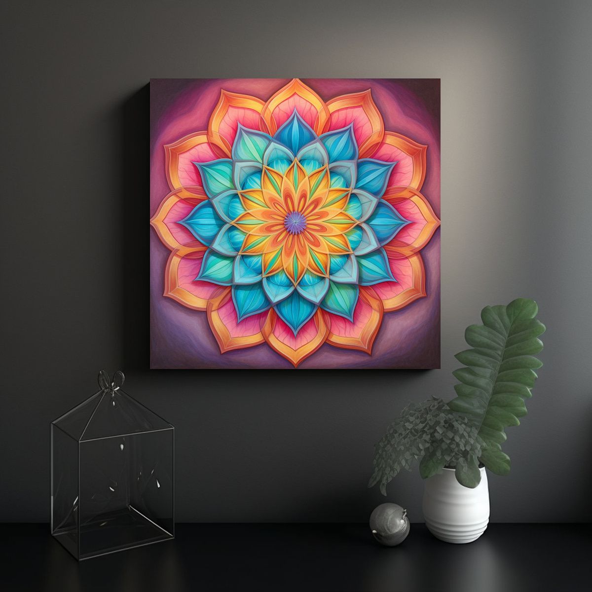GENERICO - Pinturas Decorativas De Mandala Plana Con Colores 50x50 Cm