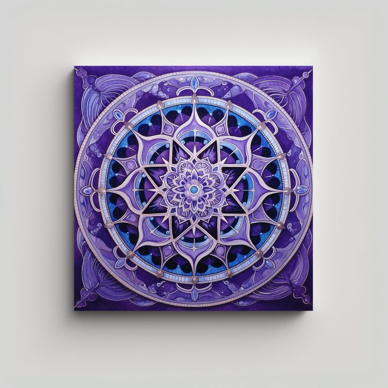 GENERICO - Cuadro De Tela Mandala Púrpura Cristal Elegante 50x50 Cm