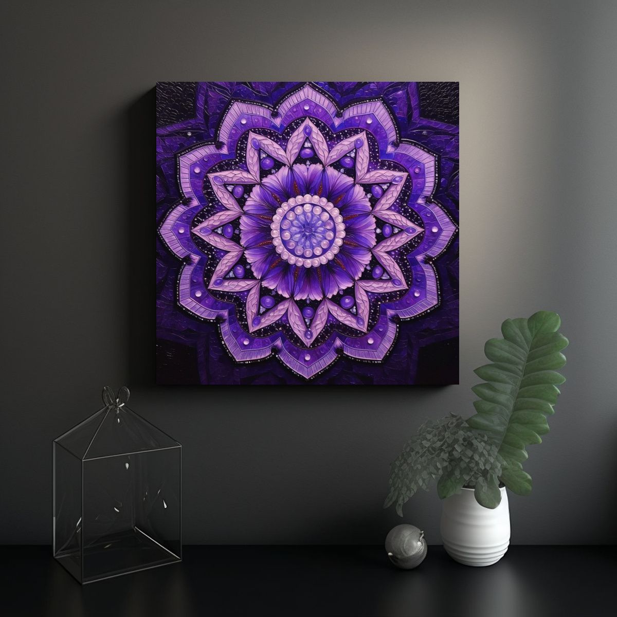 GENERICO - Cuadro Tela Bastidor Impacto Visual Mandala 80x80 Cm