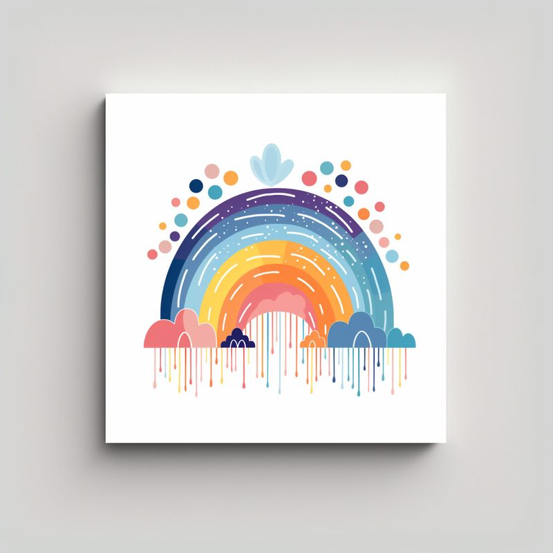 GENERICO - Cuadro Decorativo Boho Minimalista Arcoíris 60x60 Cm