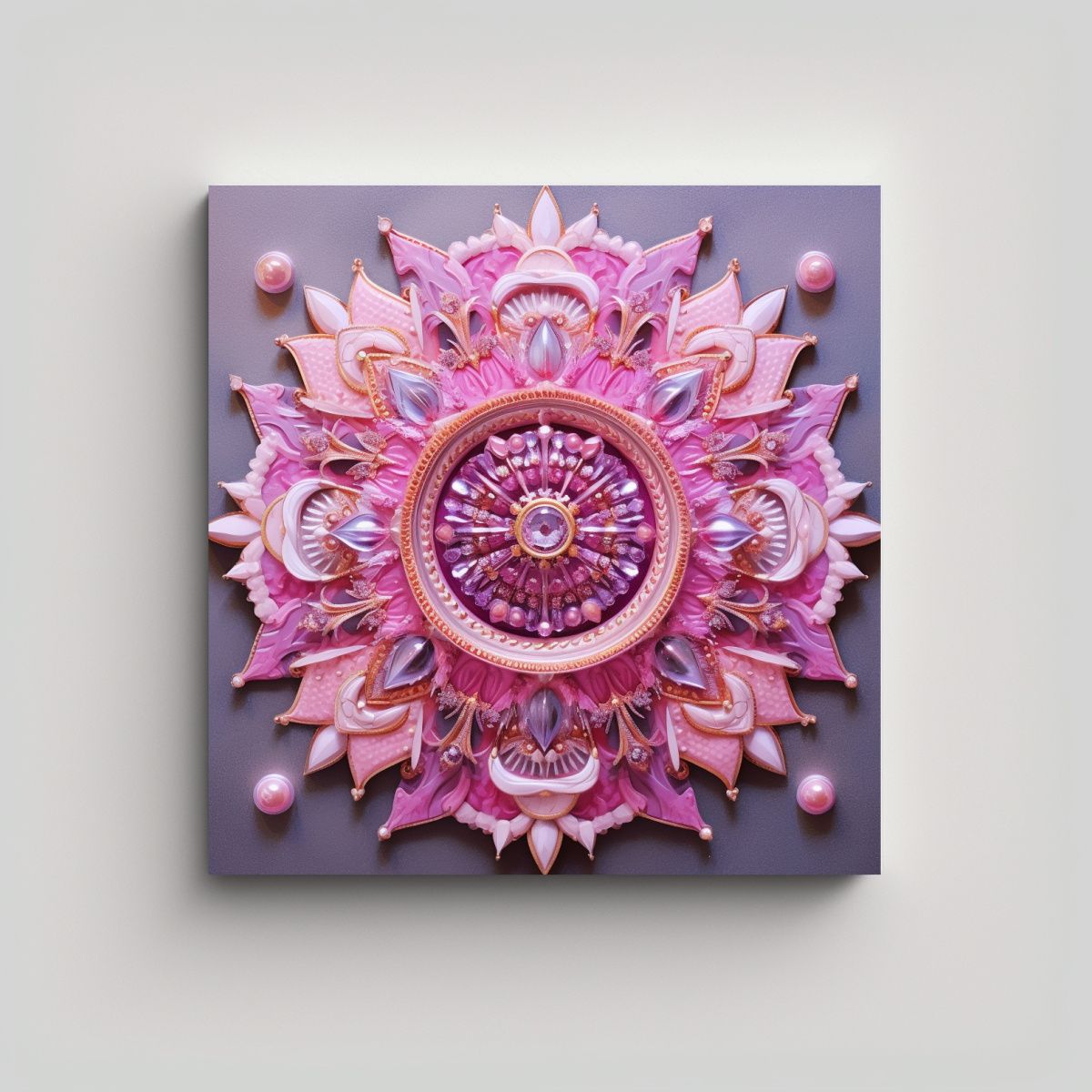 GENERICO - Cuadro Decorativo Estilo Lienzo Mandala Rosa 90x90 Cm