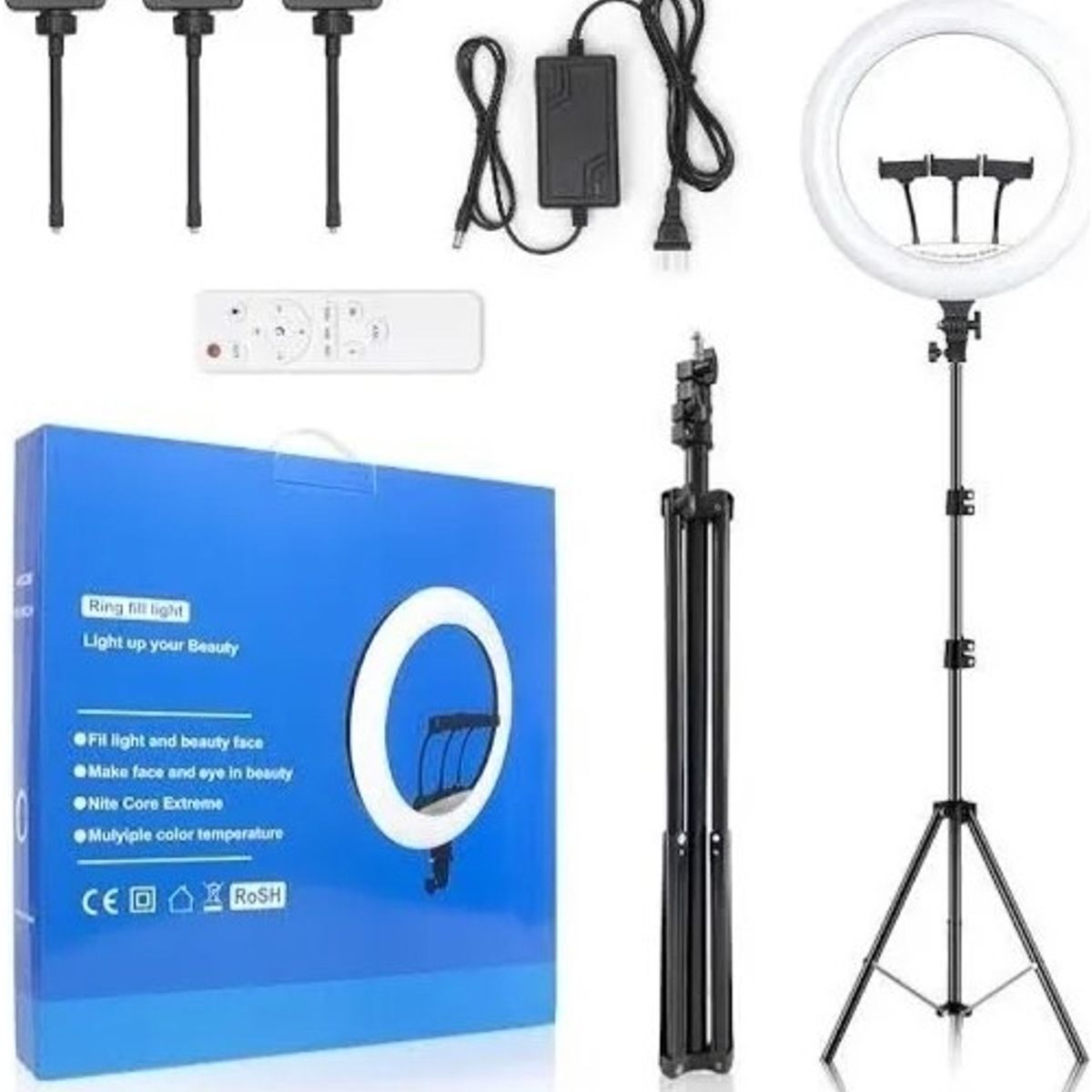 GENERICO - Aro De Luz Led 46cm Profesional Tripode 2,10 m Control Remoto