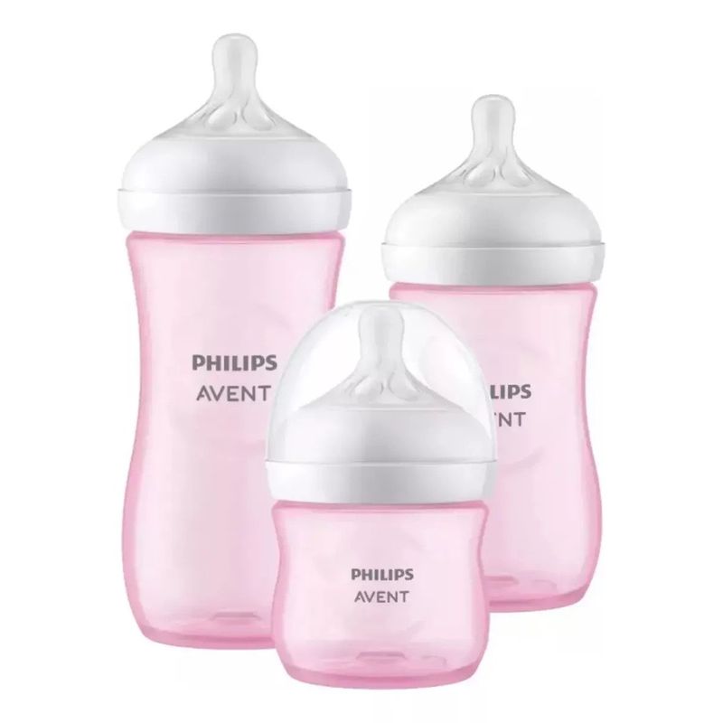 AVENT - Set 3 Mamaderas Natural Response Avent 125, 260, 330ml Rosa