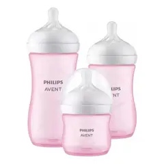 AVENT - Set 3 Mamaderas Natural Response 125, 260, 330ml Rosa