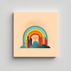 GENERICO - Cuadro Minimalista Arcoíris Bohemio Con Líneas 60x60 Cm