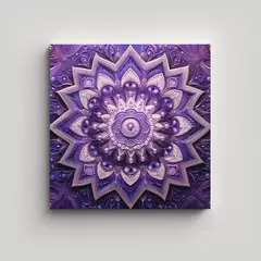 GENERICO - Cuadro Mandala Púrpura Cristal Composición 90x90 Cm