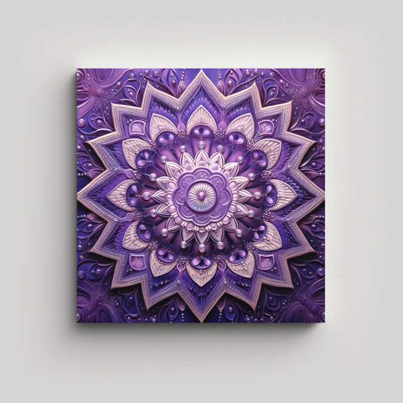 GENERICO - Cuadro Mandala Púrpura Cristal Composición 60x60 Cm