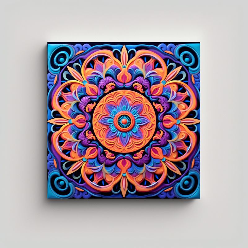 GENERICO - Diseño Mandala Decorativo Con Patrones 80x80 Cm