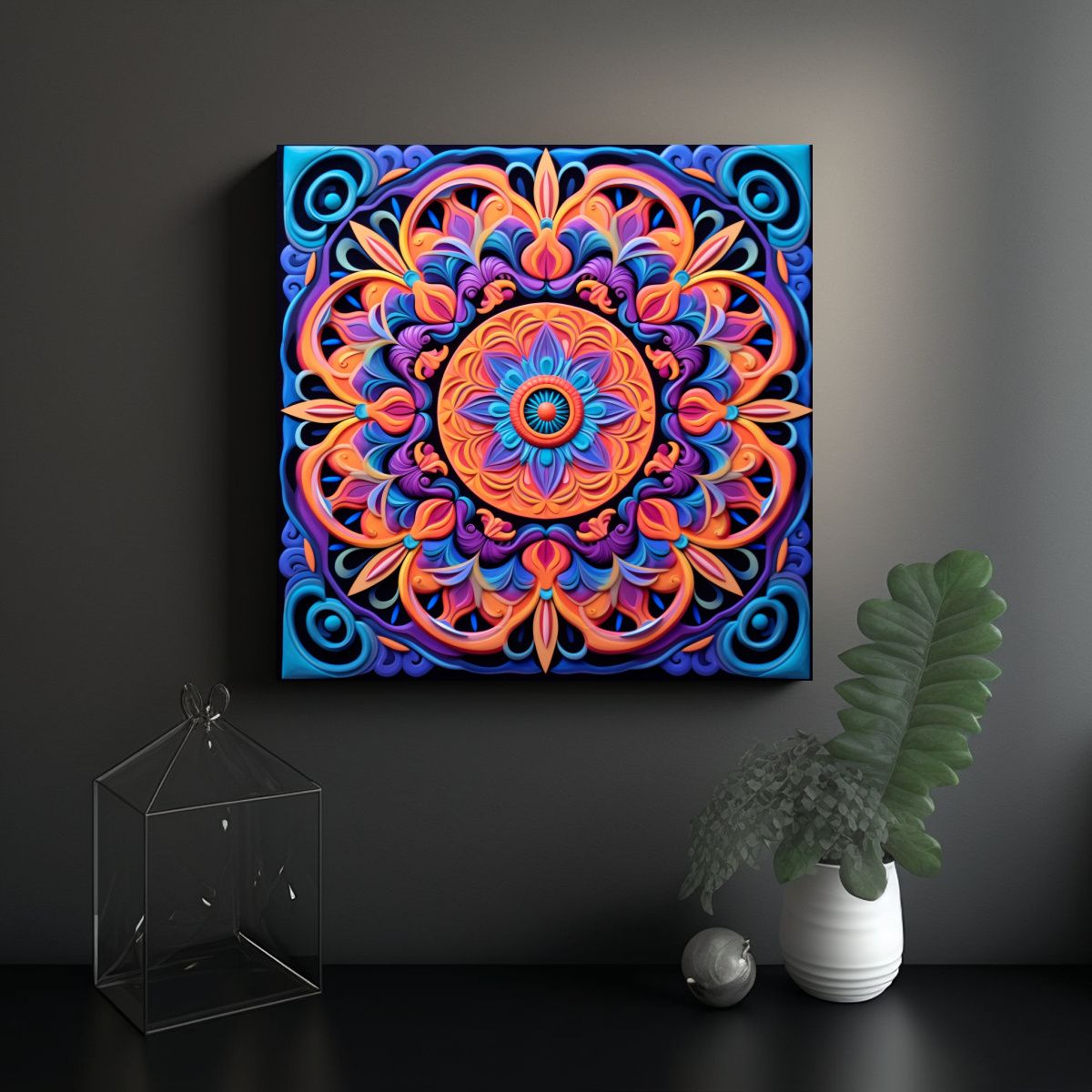 GENERICO - Diseño Mandala Decorativo Con Patrones 50x50 Cm