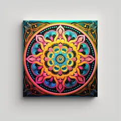 GENERICO - Lienzo Para Cocina Con Diseño Mandala Vibrante 70x70 Cm