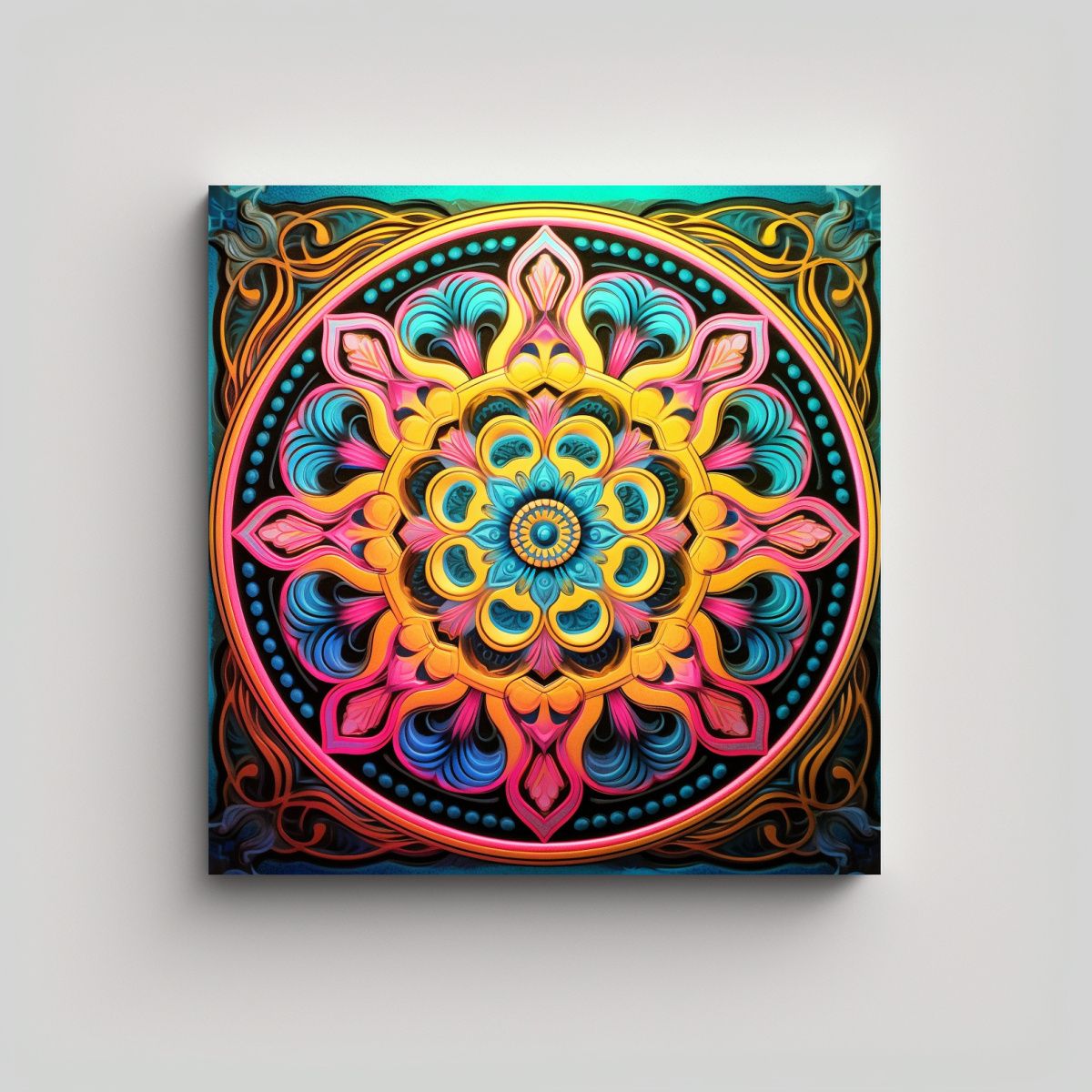 GENERICO - Lienzo Para Cocina Con Diseño Mandala Vibrante 50x50 Cm