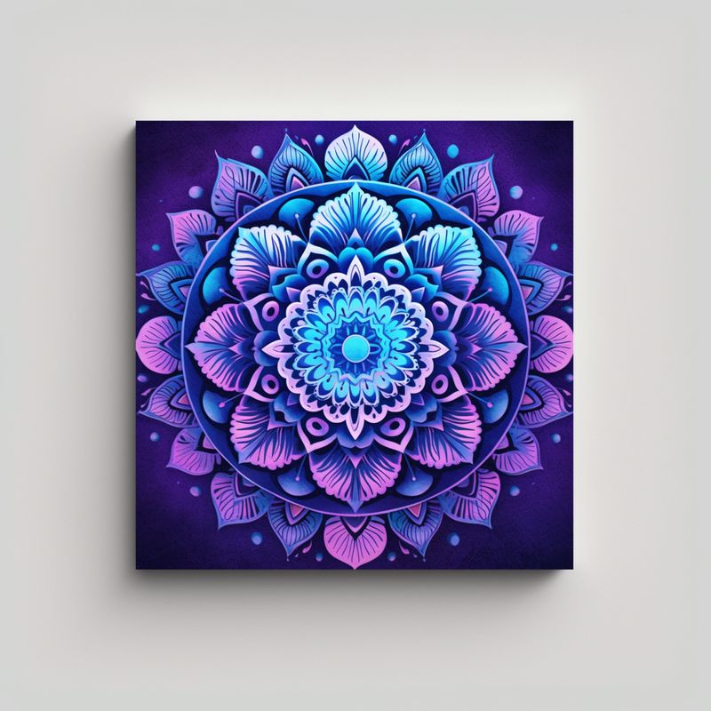 GENERICO - Pintura Decorativa Inspirada En Mandala Violeta Y 90x90 Cm
