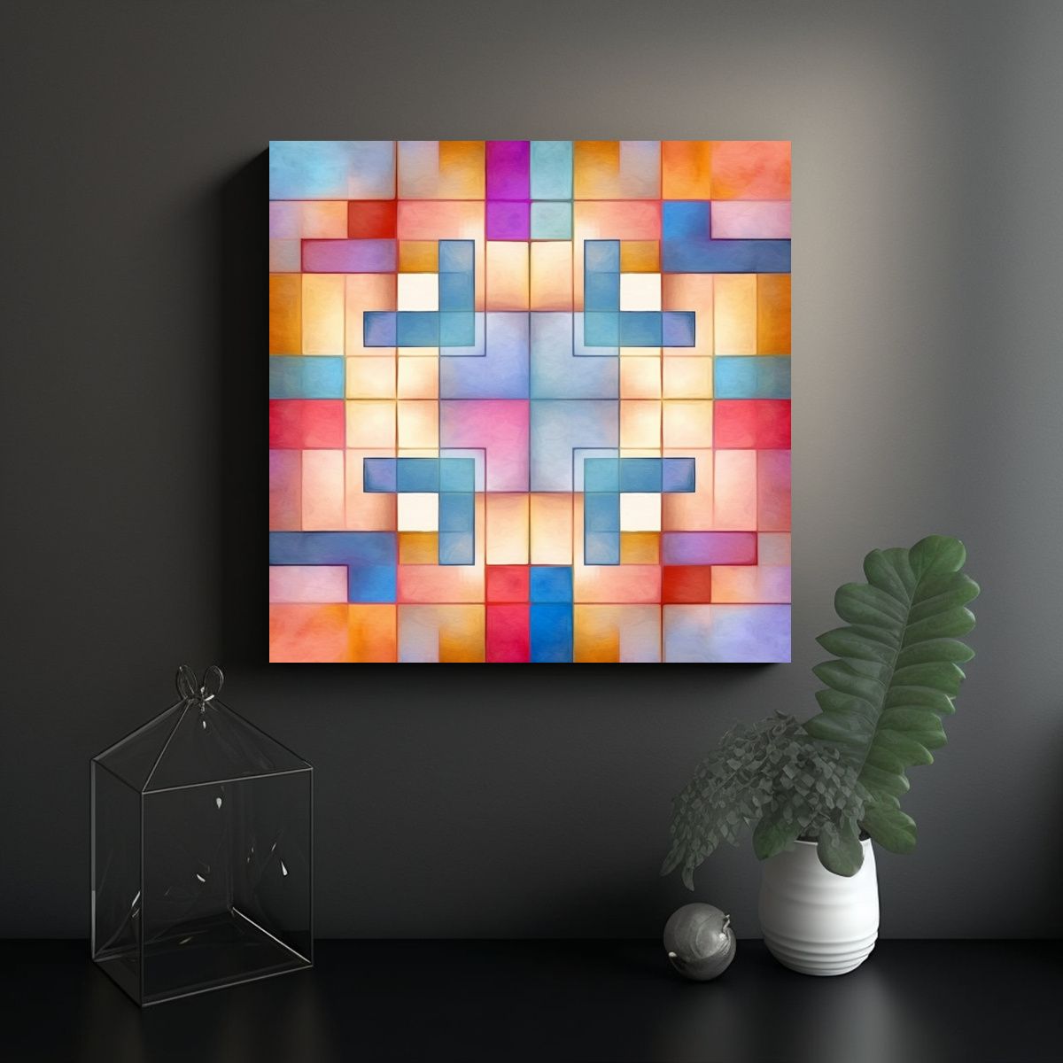 GENERICO - Pintura Decorativa Abstracta En Lienzo Con 80x80 Cm