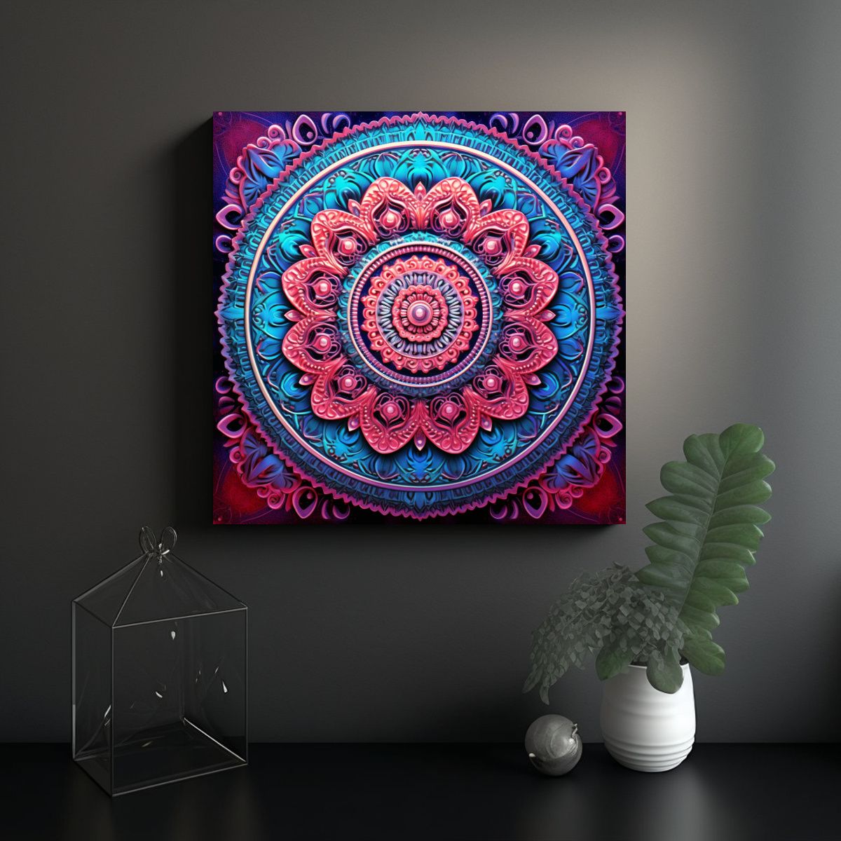 GENERICO - Arte Urbano Mandala En Tela Diseño Decorativo 50x50 Cm