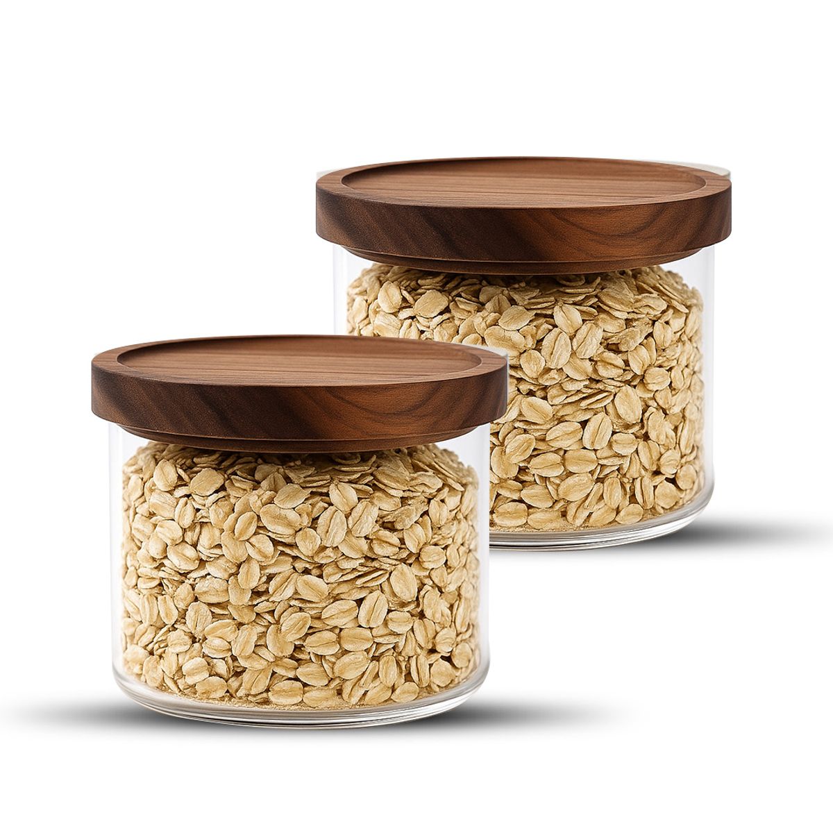 GENERICO - Pack 2 Frasco Contenedor Tarro Hermético Vidrio Acacia 500ml