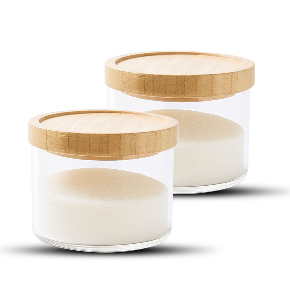 GENERICO - Pack 2 Frasco Contenedor Tarro Hermético Vidrio Bambú 500ml