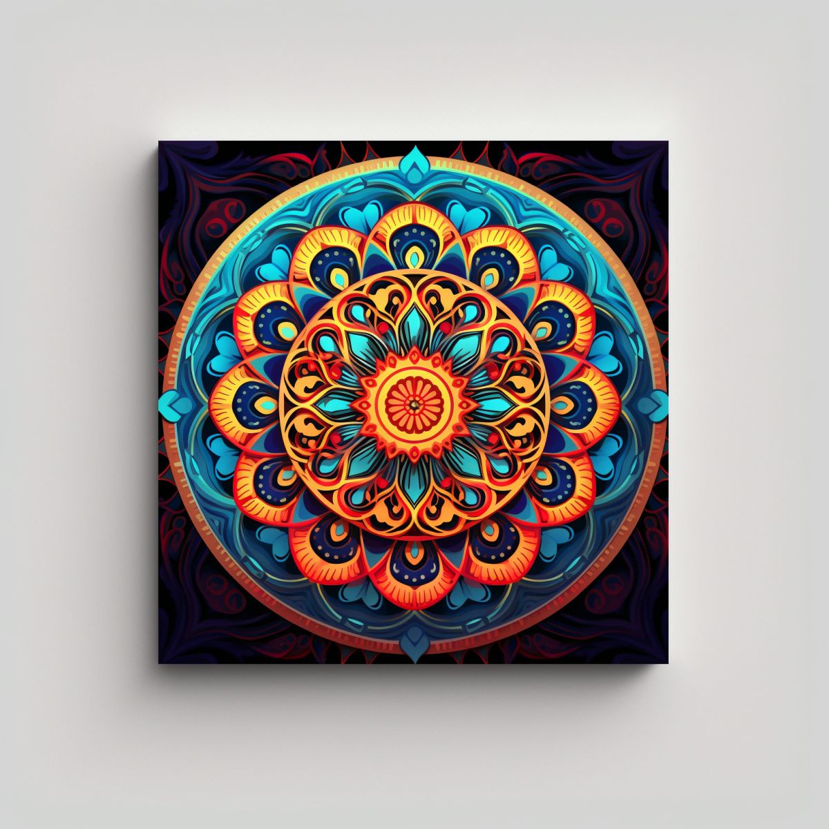 GENERICO - Cuadro Decorativo Con Mandalas Y Figuras Vibrantes 50x50 Cm