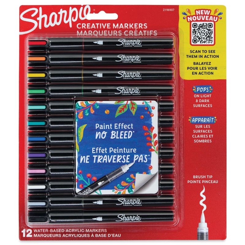 SHARPIE - Marcador Sharpie Acrílico Punta Pincel 12 colores
