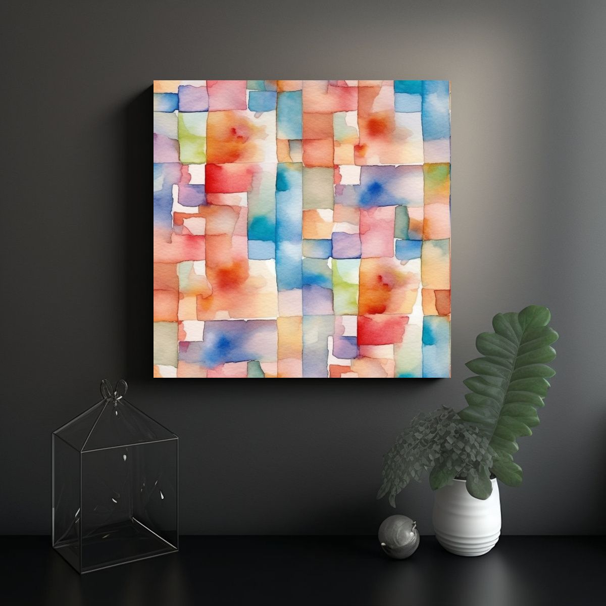 GENERICO - Cuadro Bastidor Cuadrado Patrón Cuadros Melodía 70x70 Cm