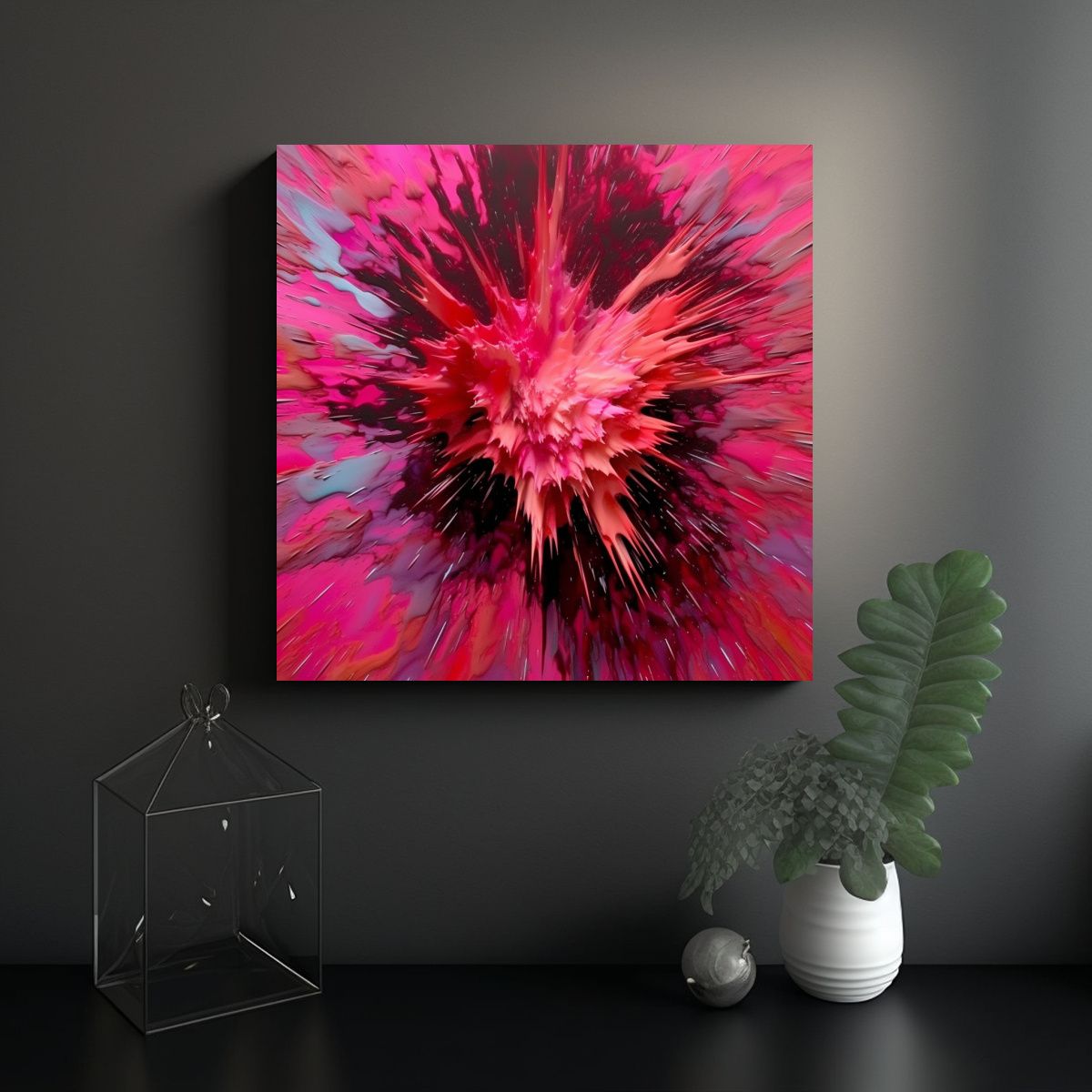 GENERICO - Cuadro Minimalista En Tono Rosa Que Estalla 90x90 Cm