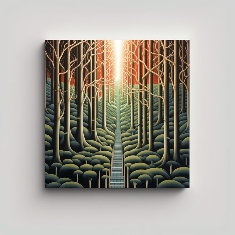 GENERICO - Lienzo Tela Composición Contraste Escher Bosque 50x50 Cm