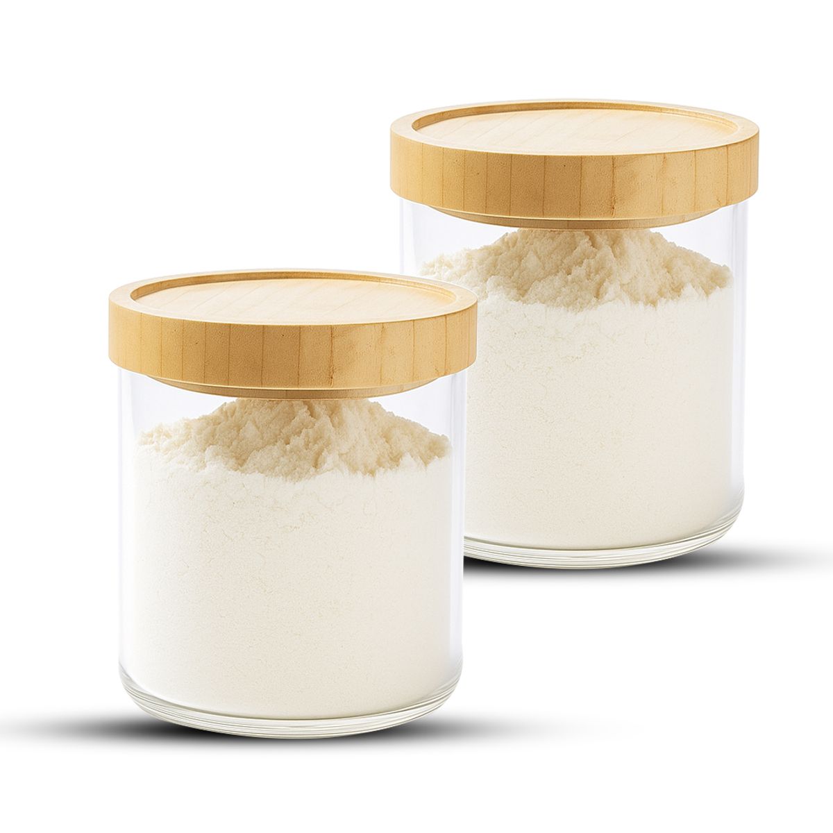 GENERICO - Pack 2 Frasco Contenedor Tarro Hermético Vidrio Bambú 800ml