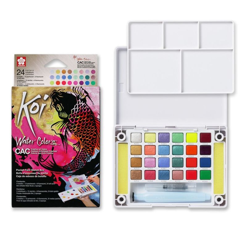 SAKURA - Acuarela en Pastillas Sakura Koi Set 24 Colores + Pincel